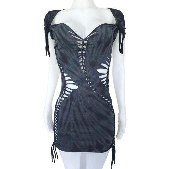 TEMPTRESS COLLECTION - LARGE - Midnight Mist Blue Hue Dress - Intricate Cuts - Picture 1 of 7